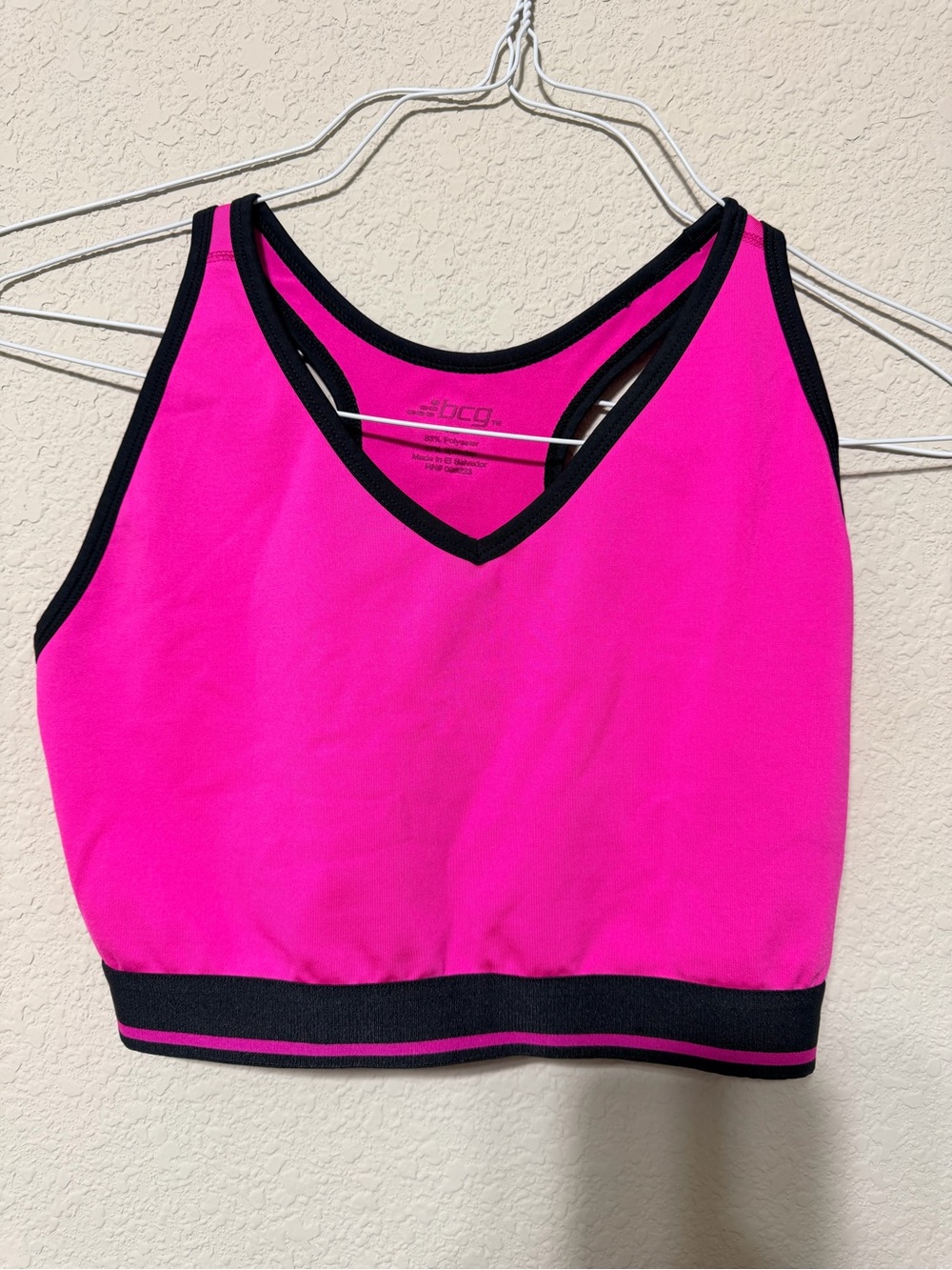 bcg Bright Pink Sports Bra with Black Trim